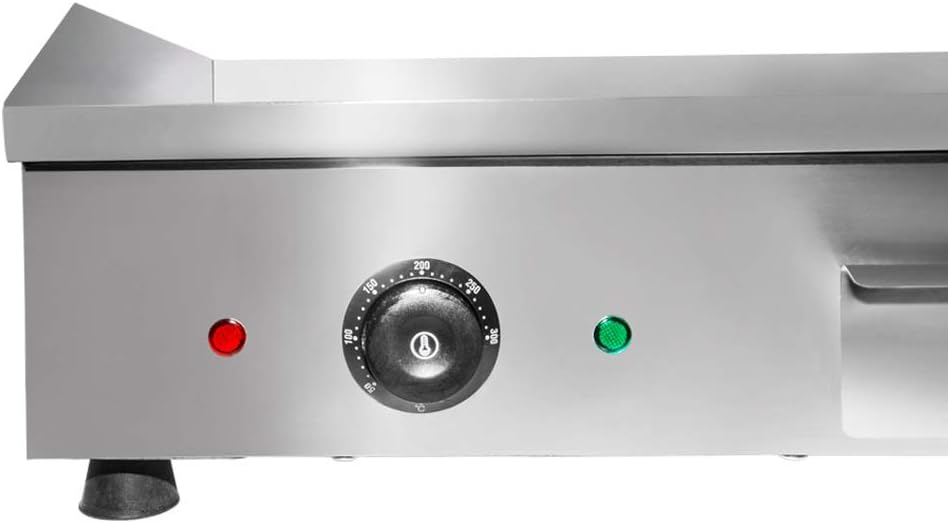ALDKitchen Electric Griddle | Teppanyaki Half Flat and Half Grooved Grill with Double Thermostat | No plug | Manual Control | 29.00’ x 18.00’ | 110V