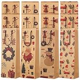 Operitacx 12 StüCk GeschenktüTen Flaschen, Wiederverwendbar Kraftpapier FlaschentüTen Weihnachten Mit Griff GeschenktüTen FüR Weinflaschen, 36.5x12.5x8cm