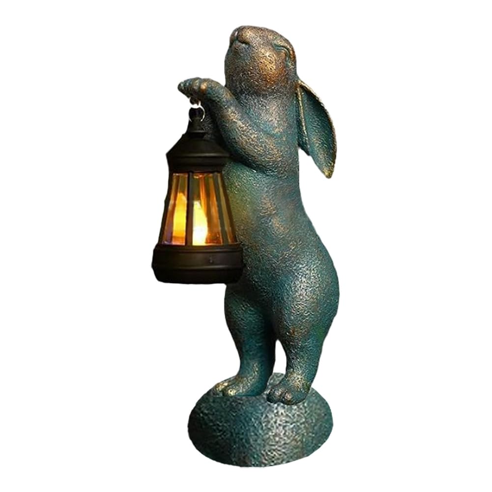 CTRLZS Garden Statue Solar Lantern Outdoor Animal Figurine Yard Lawn Ornaments Gift Easter