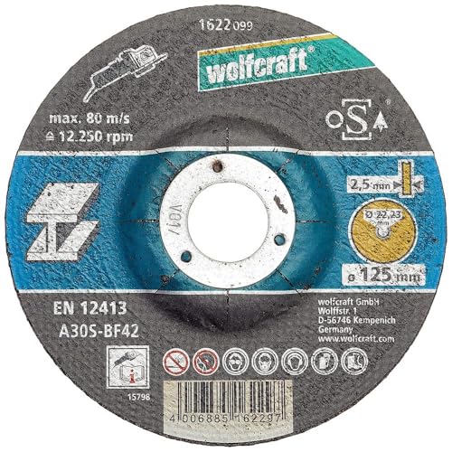 wolfcraft - 1622300 - Pack de 5 disques à tronçonner le métal - Diamètre 125 x 2,5 argent