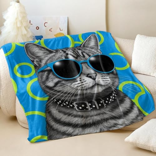 Couverture chat gris flanelle contre le froid plaid grand lit 180x200