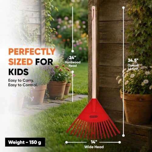 Image of Superio Red Kid Rake - Fun and Functional Gardening Tool for Children, 3-Pack