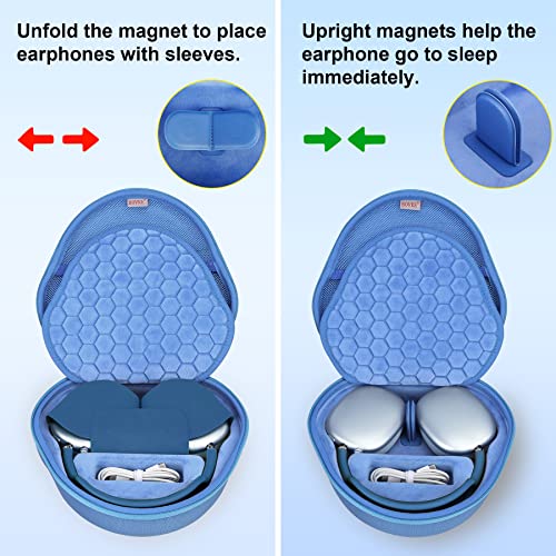 Funda dura para Apple AirPods Max evita golpes estuche portátil con bolsillo azul 3