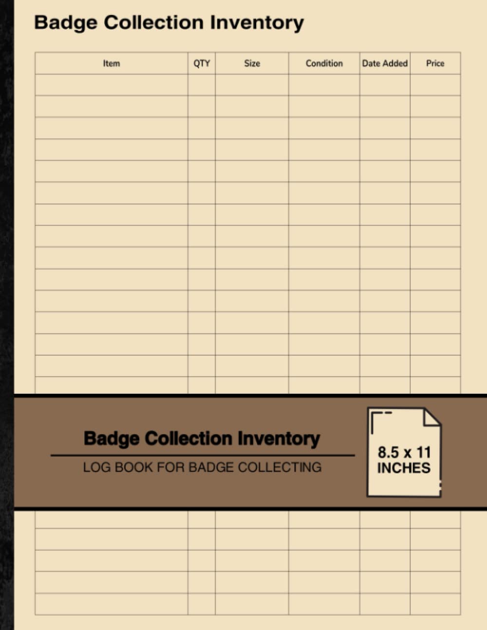 Badge Collection Inventory: Log Book For Badge Collecting | For Badge Collectors | Large