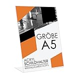 Studiocen Acryl Tischaufsteller A5 - Acryl Aufsteller für Büro, Geschäft & Rezeption - Speisekartenhalter, Menükartenhalter, Schilderhalter, Prospektständer