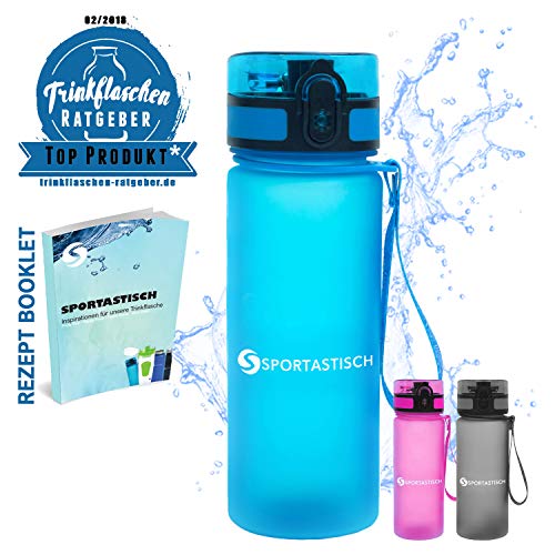 Sportastisch Trinkflasche u0084Happy Freshu0093 mit wasserdichtem One-Click-Verschluss und Flip Deckel, 650 ml Sportflasche für Sport Fitness Schule & Outdoor, bis zu 3 Jahren Garantie für Top Produkt*