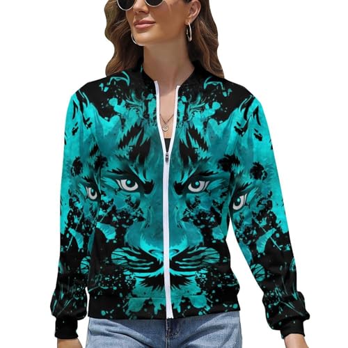 Image of Anger Tiger Zip Up Jackets for Women Lightweight Sweatshirt Golf Fashion Coat Casual Windbreaker Top S