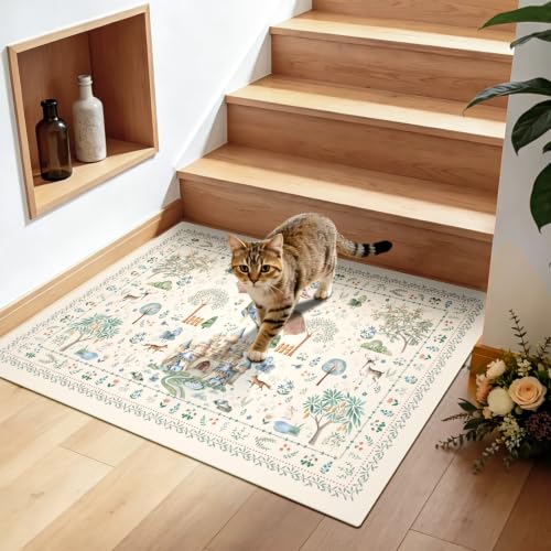 nesrt Dragon Washable Area Rugs Small 2x3Ft Beige, Soft Animal Print Entrance Rugs Non Slip, Botanical Forest Kitchen Bedroom Floor Door Mat for Laundry Bathroom Home Office Decor - Image 6