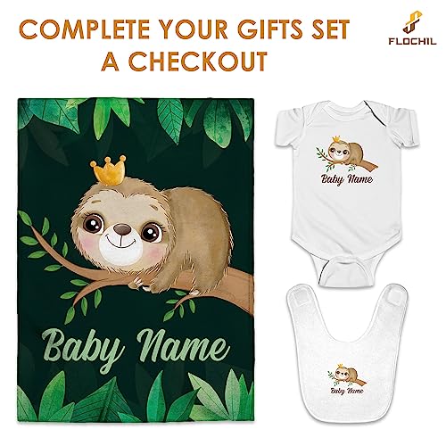 Flochil Personalized Baby Blankets, Custom Baby Blanket - Baby Blanket With Name For Boy, Best Gift For Baby, Newborn Sloth Plush Fleece (30X40) #TOP5