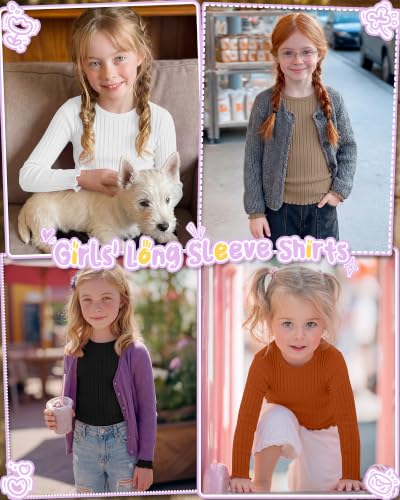 Image of 4 Pack Toddler Girls' Long Sleeve Shirts Cotton Tops