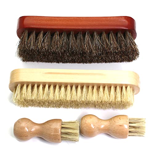 銀座大賀靴工房 (H+P+C2) オリジナル靴磨きセット 馬毛ブラシ1本 豚毛ブラシ1本 靴クリーム塗布用ブラシ(ペネトレイトブラシ2本 )セット