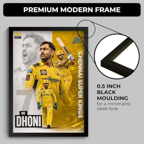 Image of Funk You Store MS Dhoni Framed Poster | Thala Captain Dhoni 7 Wall Art | CSK Edition | Cricket Legend | Premium Sports Decor for Cricket Fans | Motivational Wall Poster (F 180)