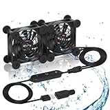 Xiaoqijia Dual 80mm Cooling Fan - 10-Speed USB 5V/DC 12V Power, IPX5 Waterproof for Tablet, TV, Router, Xbox, DVR, Computer Cabinet, Greenhouse & Kennel Component Cooling