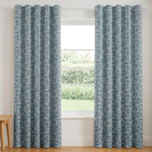 Image of FRESH FROM LOOM 8 ft Door Curtains for Slider Track | Non-Ring Curtains | S-Wave Pleat | Non-Ring Curtains | S-Wave Pleat | Parda | Light Block Blackout Parde | (Sky Blue | 8 Feet Long, 1pc)