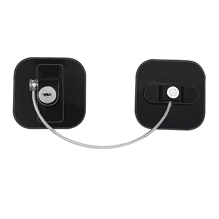 Matiko Window Safety Lock, Portable No Tools Needed Safety Cabinet Lock, Durable Stainless Steel and Plastic Materials for Snack Cabinet Window Safety(Black)