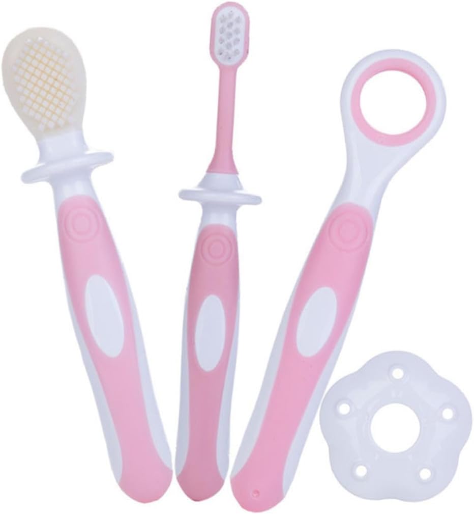 Toothbrush for Soft Ultrafine Bristles Food-Grade Silicone Double-Sided Training Brush with Tongue Cleaner and Anti-Slip Grip for Oral Hygiene Pink