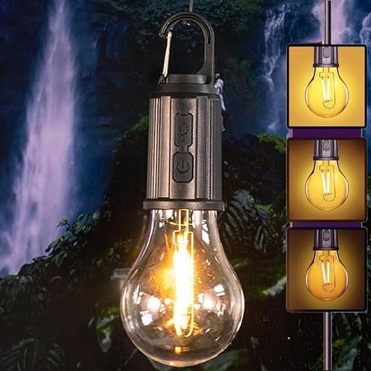 Unbreakable Hanging Clip Hook Bulb Lamp Light Dynamic Rechargeable Lantern Tent Light Bulb 3 Lighting Modes Decorative Lamp for Camping Waterproof (Pack of 1)-image-13