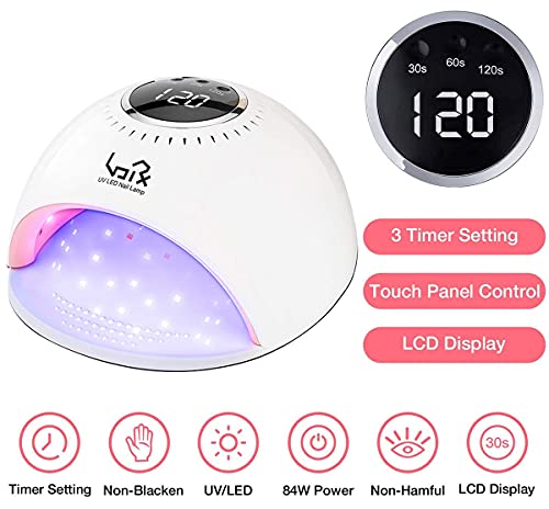 Urvoix Uv Led Nail Lamp - 84W Nail Dryer Gel Nail Polish Uv Light For Gel Polish, Professional Salon Curing Lamp With 3 Timers Touch Control, Lcd Display, Auto-Sensing, Reduce Blackening Light #TOP4