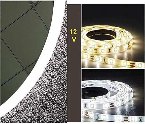 Espelhos de maquiagem de parede ovais à prova d'água iluminados com LED para banheiro com controle