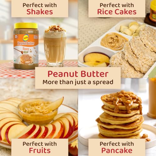 Image of Sundrop Peanut Butter with Honey | Crunchy | 900 grams | With 23% Protein | 7.1% Dietary Fibre | Premium Roasted Peanuts | No Preservatives | Great Value per Gram of Protein (Pack of 3)