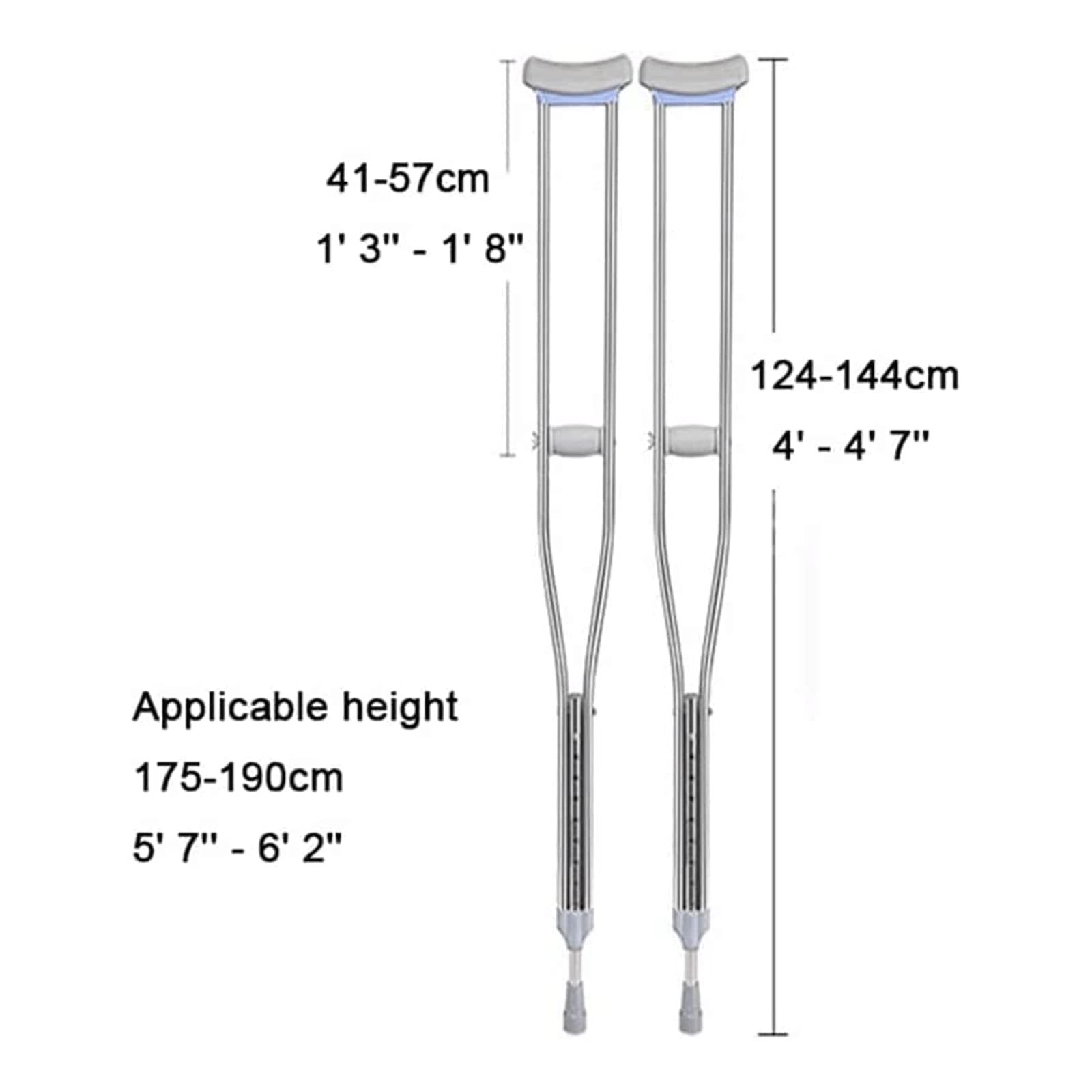 PAASHE Muletas Ligeras para Axilas, Capacidad de Peso, Bastones de 150kg/330lbs, Bastones Ajustables de Aluminio, bastón para Caminar para Adultos