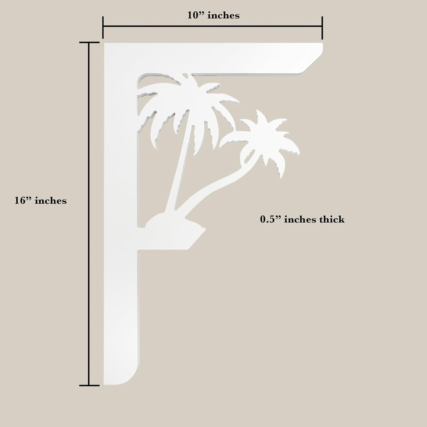 JennyGems Palm Trees Mailbox and Decorative PVC Porch Bracket, Mailbox Decor, Beach Coastal Theme, 16 Inch, Made in USA