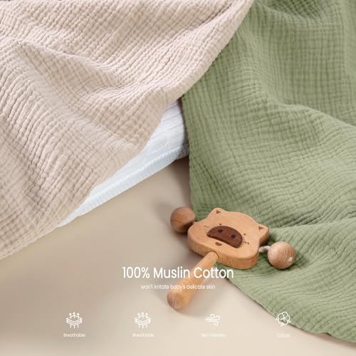 Image of lulumoon Baby Bassinet Sheets Muslin: Cotton Bedside Bassinet Sheets Floral for Girls - Fitted for Bedside Sleeper Mattress