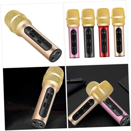 Microphone pour karaoké et studio avec accompagnement sonore doré
