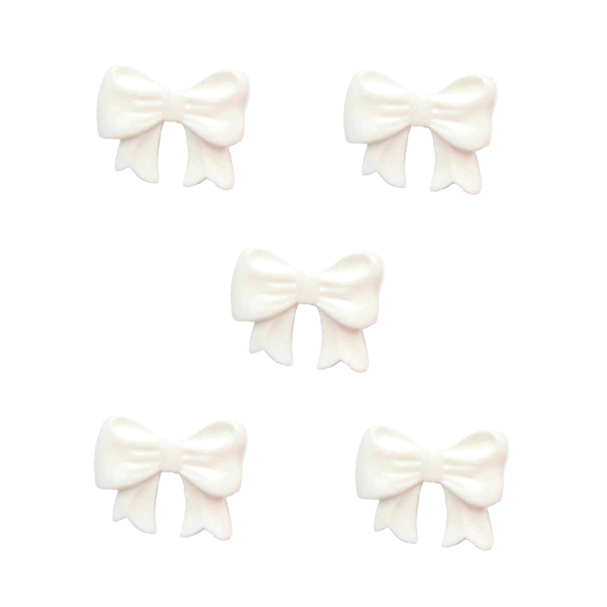 17mm White Bow Shank Buttons - Pack of 5 - for Baby Children Knitting Sewing Craft