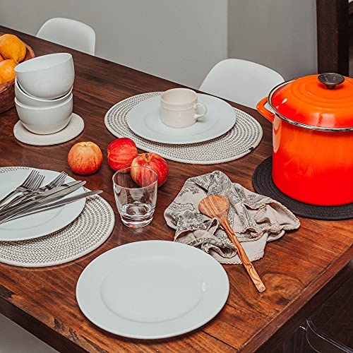 Organihaus Oval Black And White Placemats | Set Of 4 Cloth Placemats | Heat Resistant Braided Placemat For Kitchen Table | Washable Round Placemats For Dining Table | Outdoor Placemats For Patio Table #TOP6