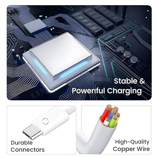 Image of USB A to Type C Charging Cable for Powerbank Use, Fast Charge & Stable Data Transfer Compatible with Power Banks, Redmi, Realme, Vivo & Type C Devices