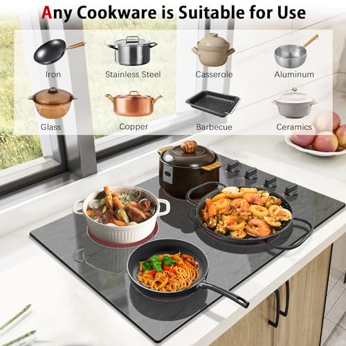 Karinear KNC-D46703-LH06 30 Inch 4 Burners Electric Cooktop, Knob Control Electric Stove Glass Cooktop thumb #4