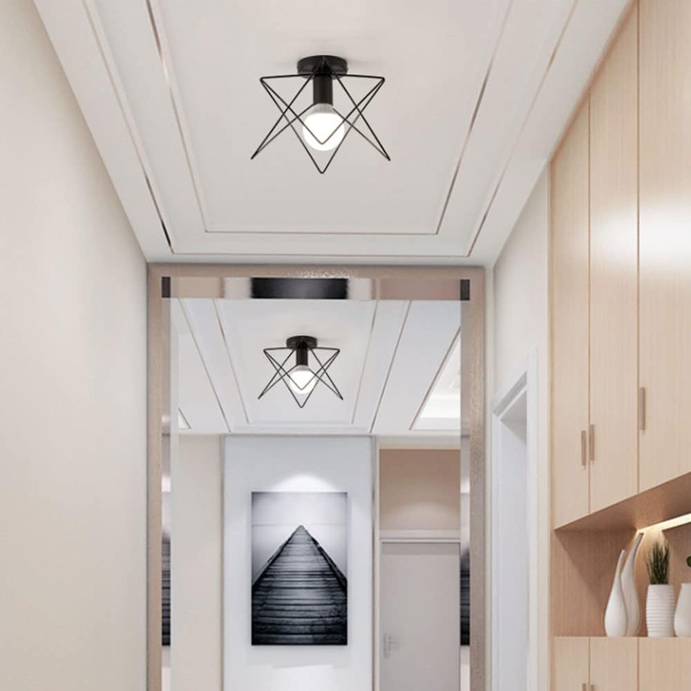 Modern Minimalist Ceiling Light Semi Flush Mount Ceiling Light E27 Retro Pendant Light Fixture Close to Ceiling Light Fixtures American Clothing Store Cafe Lamps