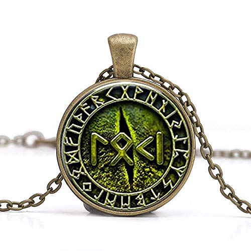 Preisvergleich Produktbild Snake Eye Loki Petite in Runen Schmuck, Glas Cabochon Halskette
