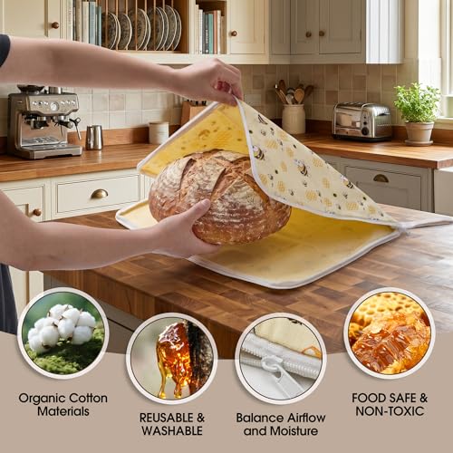 Beeswax Bread Bags for Sourdough, 2 Pack XL 13"x17" Fully-Open Zipper Bread Storage Bags for Homemade Bread & Boule, Washable Reusable Plastic-Free Bread Keeper - image 5