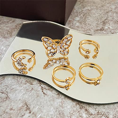 Vintage Floral Silver Plushy Rings Set