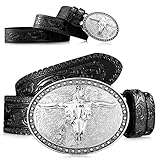 Mano de obra fina: este cinturón con hebilla para hombre está hecho de cuero de vaca con exquisitos patrones de flores en relieve, clásico y hermoso, y la hebilla está hecha de aleación de zinc, ambos son resistentes y no se rompen ni se desvanecen fácilmente, se pueden aplicar durante mucho tiempo tiempo