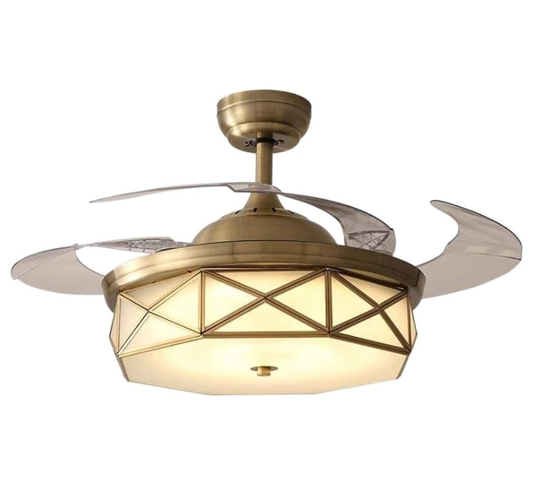 Wentylator Sufitowy z Lampą Nowoczesny Wentylator Sufitowy Światło Zdalnie Sterowany Chowany Liściowy Żyrandol Sypialnia Kuchnia Salon Lampa Wentylatora Salon