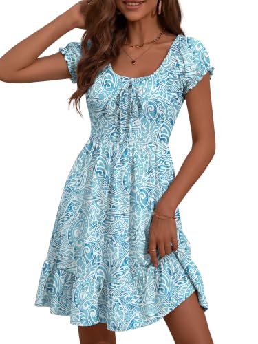 Image of HUHOT Teen Petite Women Floral Short Summer Mini Dresses with Pockets Cute Milkmaid Sundress 2026