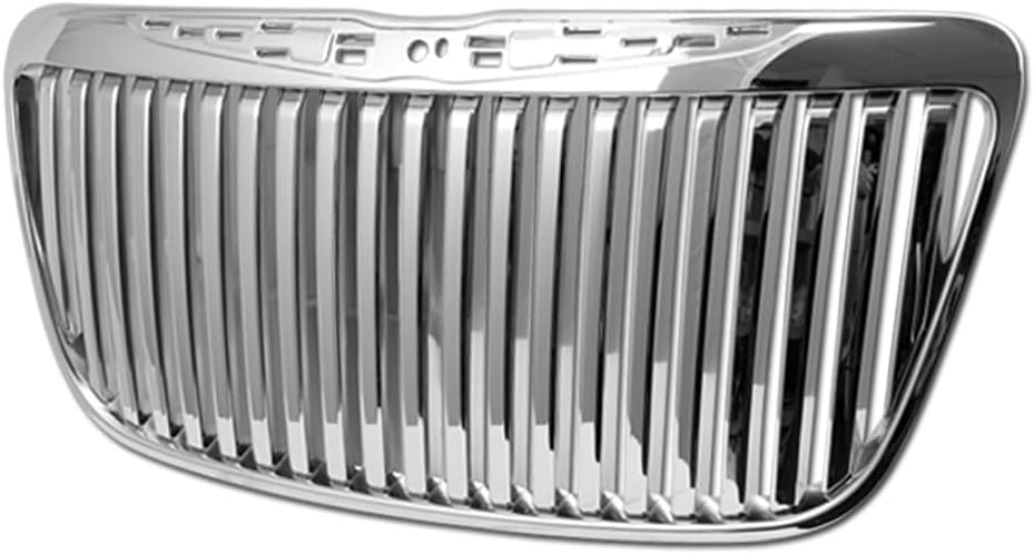 Luxury Vertical Front Hood Bumper Grille - Compatible With 2011-2014 Chrysler 300 300C All Models - Black ABS Replacement Mesh Grill Upgrade - Stylish Chrome Delete Front End Accessory