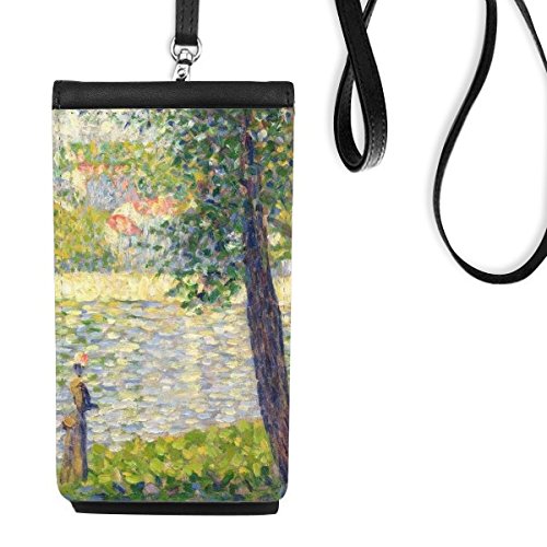 Bourse en cuir suspendu pour smartphone avec motif de peinture abstraite