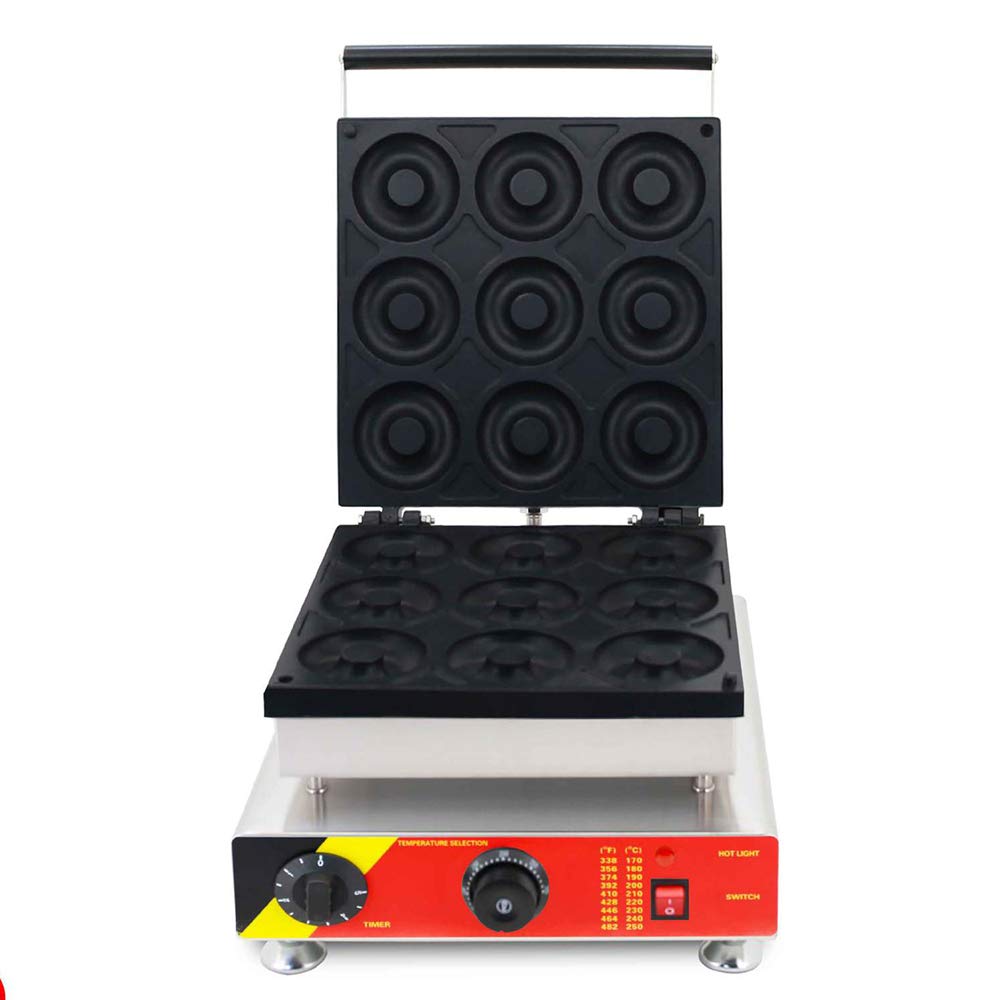 Genérico Donut Maker Machine - Nonstick, Teflon Coated, Acero Inoxidable con termostato Ajustable - CREA Donuts (5 pcs, 2.2kW)