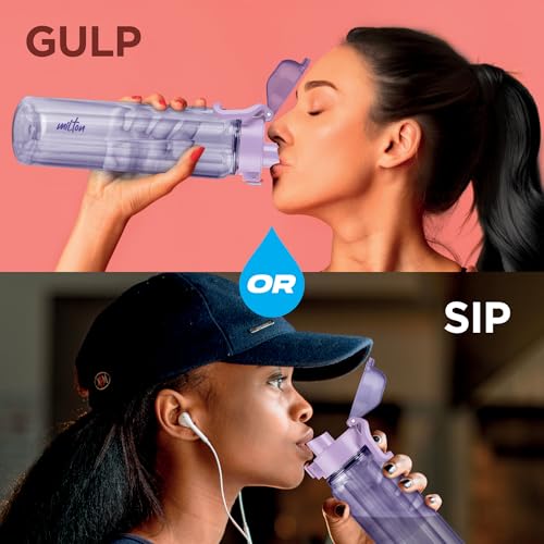 Image of MILTON Aston 1000 BPA & BPS-Free Water Bottle 1 ltr | Food-Grade Plastic | One-Click Open | Leak-Proof | Sip & Gulp Lid I Ideal for Office, School, College, Gym, Purple