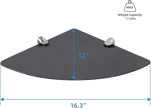 Miniatura 3 de suptek Estante flotante de esquina montado en la pared con gafas templadas reforzadas negras