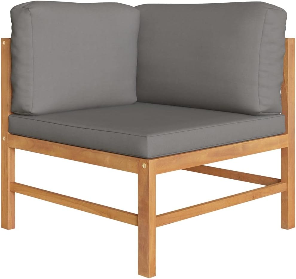 Corner Sofa with Dark Gray Cushions Solid Teak Wood,Outdoor Furniture for Patio,for Garden, Pool, Backyard,