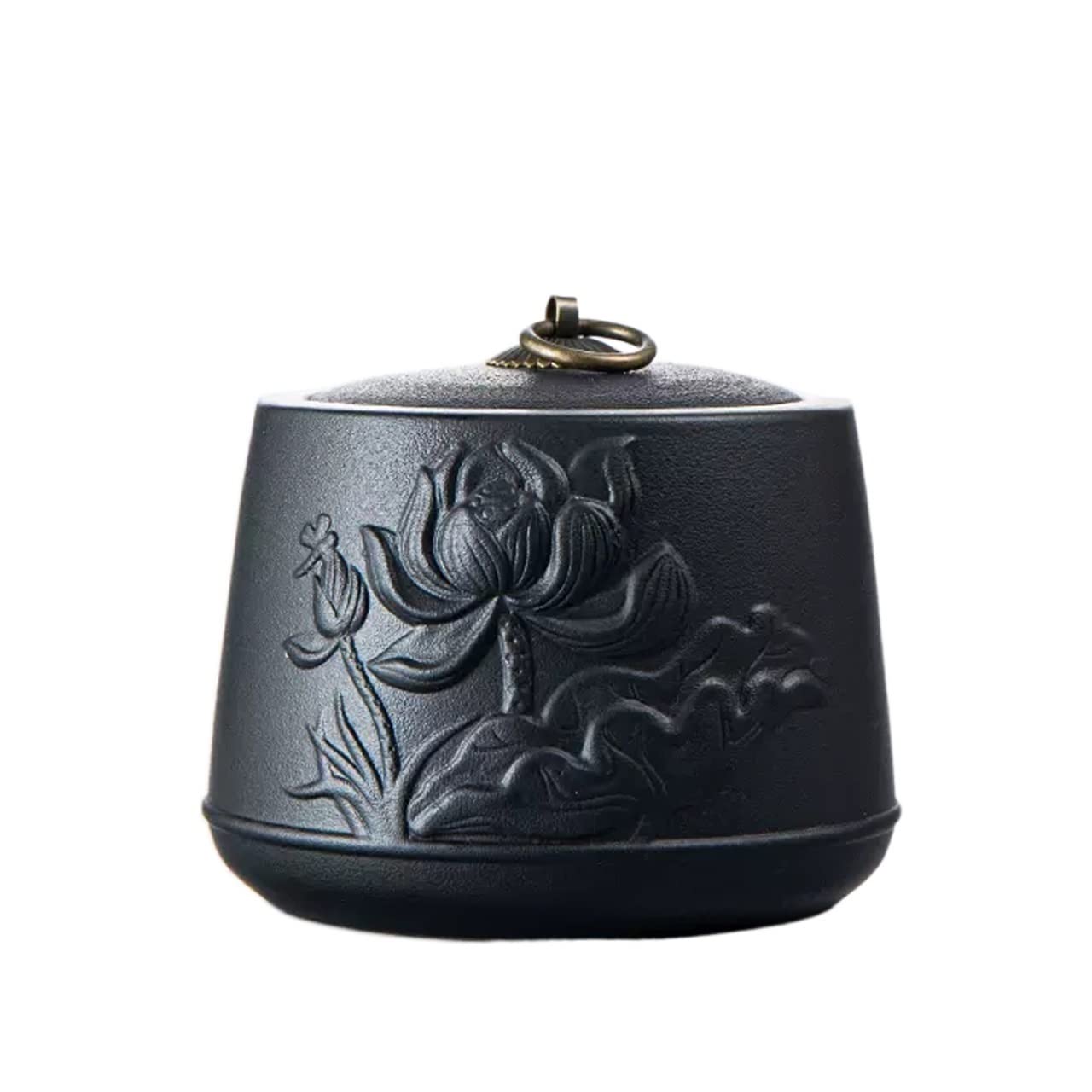 Yqinqin83b Black Stroage Jar Porcelain Tea Canister For Loose, 830 Ml Sugar