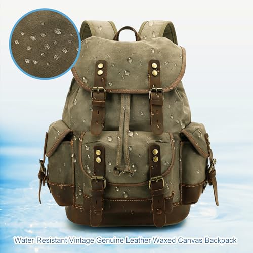 HuaChen Vintage Canvas Leather Backpack