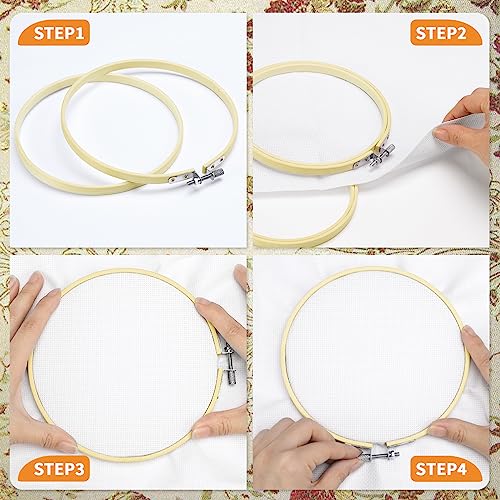 Image of Cldamecy 5 Pieces Embroidery Hoops 5 inch to 10 inch,Round Bamboo Adjustable Frame Circle Cross Stitch Hoop for Embroidery,Decoration and Art Craft Sewing