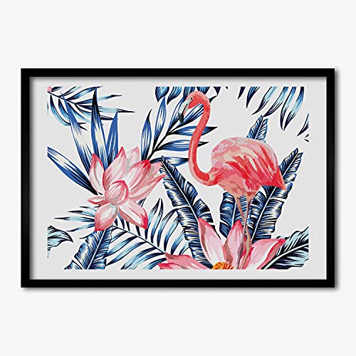Cadre MDF Peinture Flamants et Plantes pour Habiller un Mur