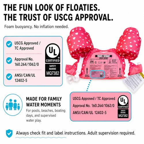 Image of Dark Lightning Toddler Swim Vest for Kids Ages 2-7, Kids Pool Floaties with Arm Wings, USCG Approved Life Jacket for Boys Girls, 33-55 lbs